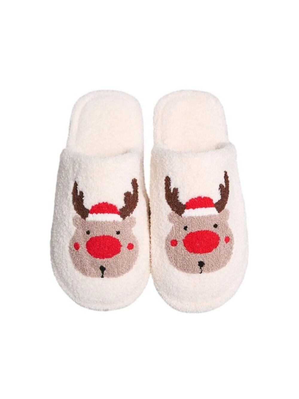 2/$30 Santa Hat Rudolph Size 6-8 Print Soft Home Indoor Floor Slippers